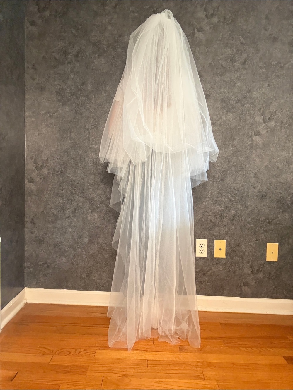 White Bridal Tulle Skirt with Layered Veil